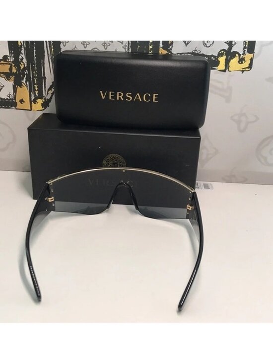 New Versace™ VE2197 Shield Sunglasses – Gold Frame / Grey Mirror Lenses main image 7